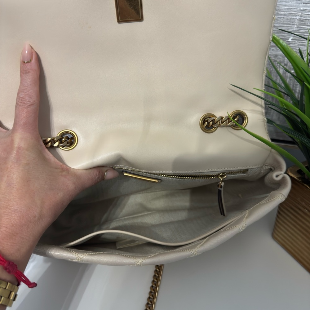 Tory Burch Willa Quoted Leather Crossbody Shoulder Bag – Cream - Picture 12 of 13